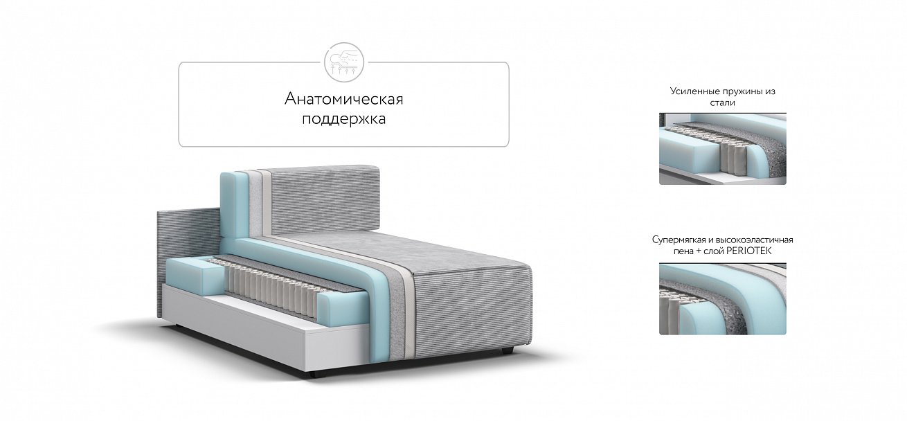 Босс Софт Модуль оттоманка Вельвет Корд серый