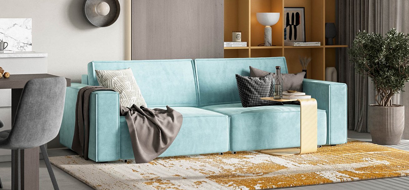 Диван Босс Софт Модуль велюр Монолит аква