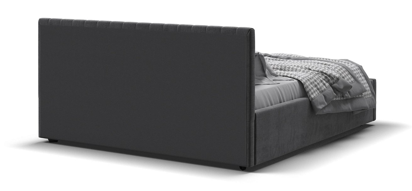 Ронда Кровать+ПМ 160*200 велюр Монолит серый