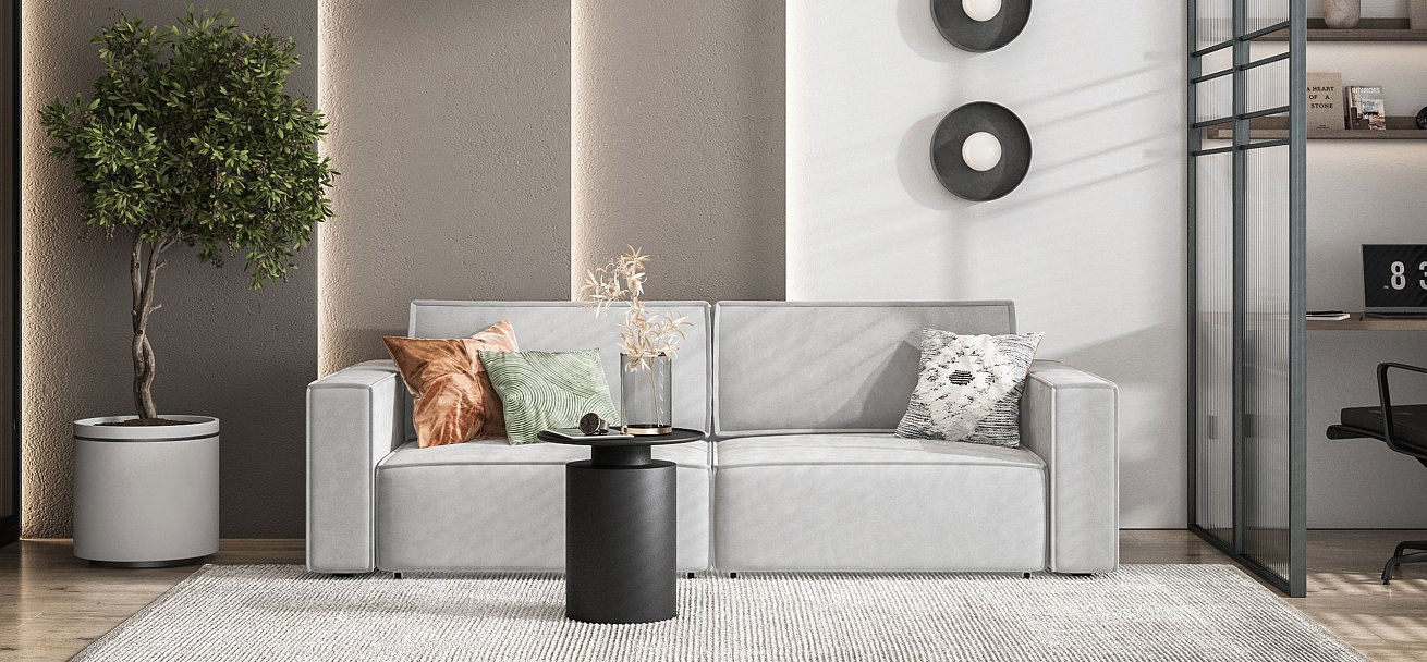 Диван Босс Софт Модуль велюр Монолит сталь