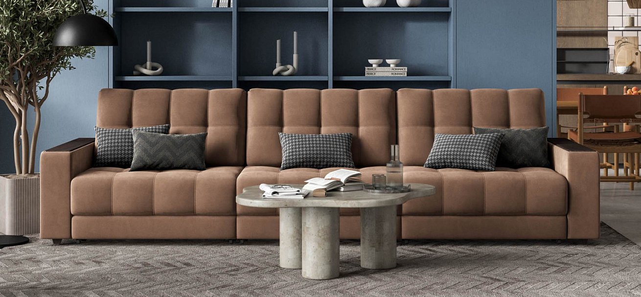 Диван Босс Гранд велюр Монолит мокко