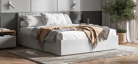 Ронда Кровать+ПМ 160*200 велюр Монолит сталь 2