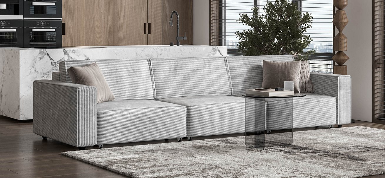 Диван Босс Софт Модуль Макс Вельвет Корд серый