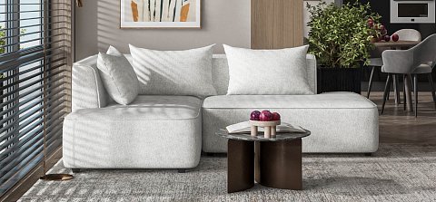 Угловой диван левый Кинг Твин Шенилл Клауд крем 2