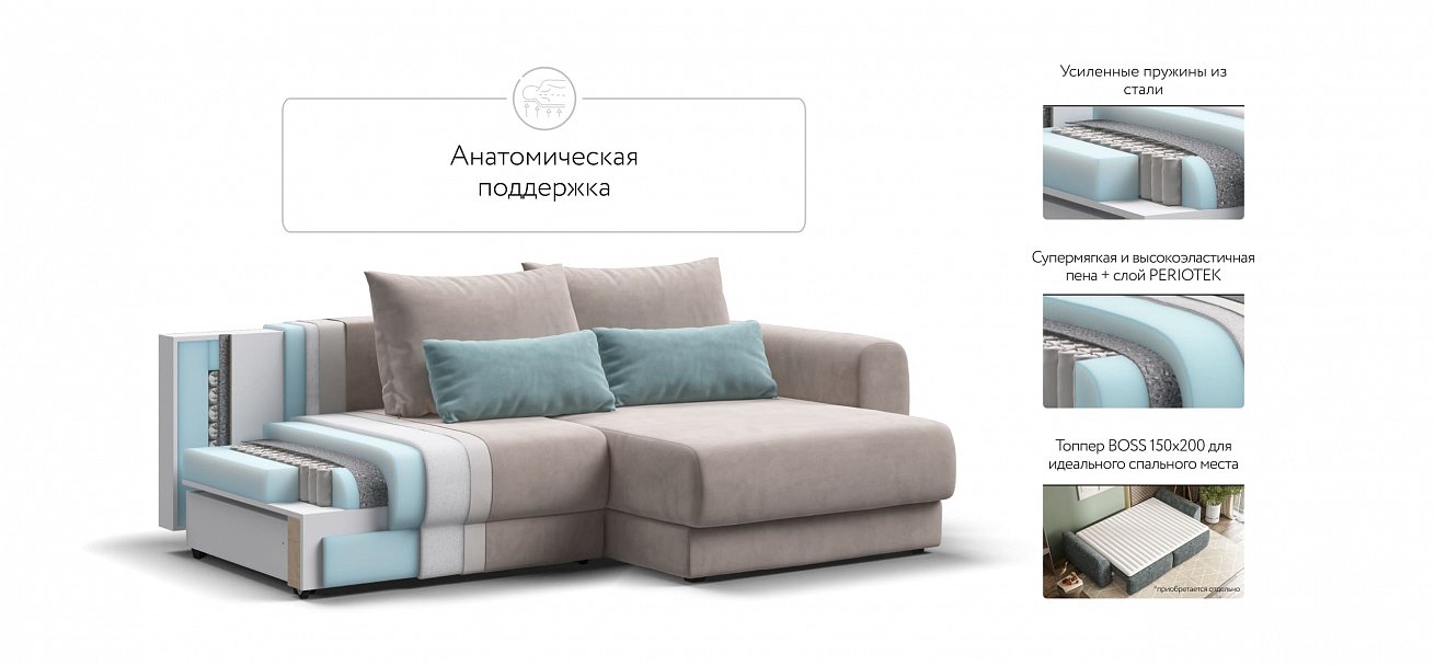 Модульный угловой диван Ричмонд Модуль велюр Монолит латте