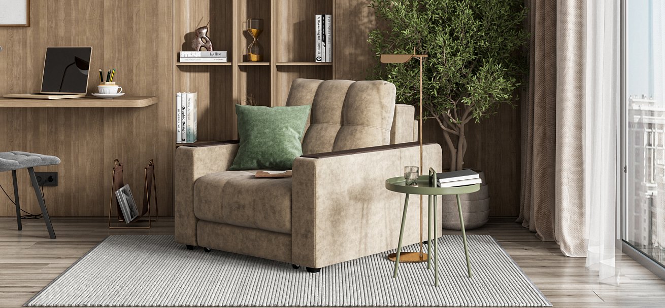 Босс кресло-кровать велюр Роял тауп