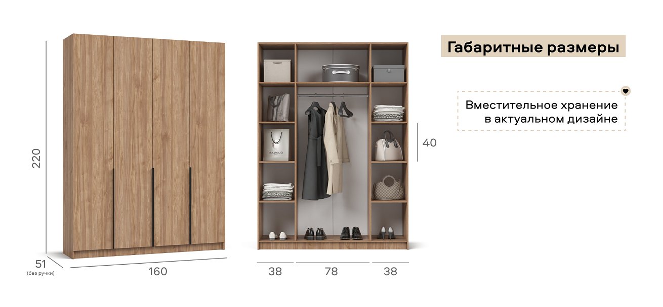 Босс Стандарт 160*220 шкаф распашной 4Д 01 Орех Селект