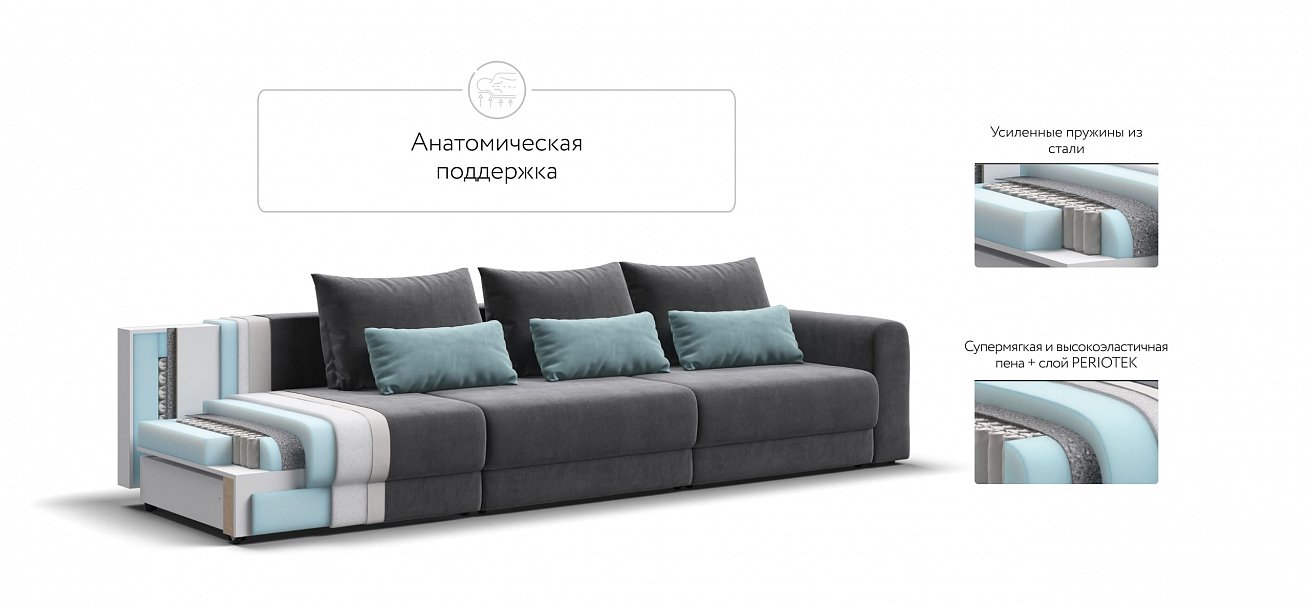 Модульный диван Ричмонд Модуль Макс велюр Монолит серый