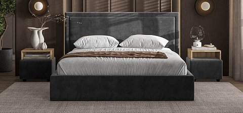 Фрея Кровать без ПМ 160*200 велюр Монолит серый 2