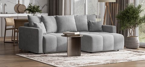 Угловой диван Босс Тренд велюр Монолит сталь 2