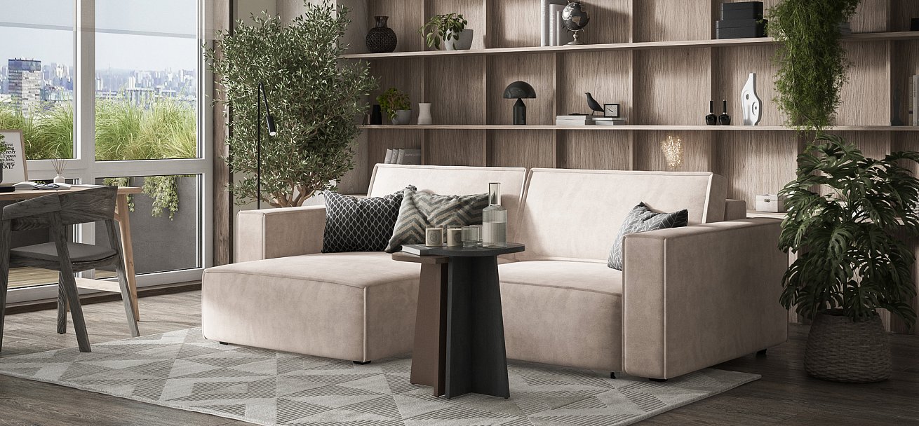 Угловой диван Босс Софт Модуль велюр Монолит латте