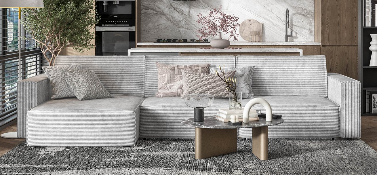 Угловой диван Босс Софт Модуль Макс Вельвет Корд серый