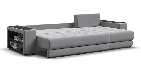 Угловой диван Дубай велюр Монолит сталь, велюр Монолит серый 3