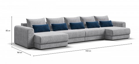 Модульный п-образный диван Ричмонд Модуль Вельвет Корд серый 1