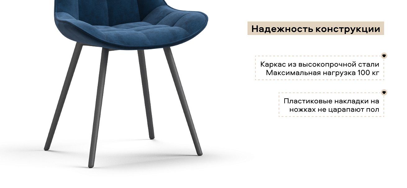 Стул Турин Велутто Синий, черный