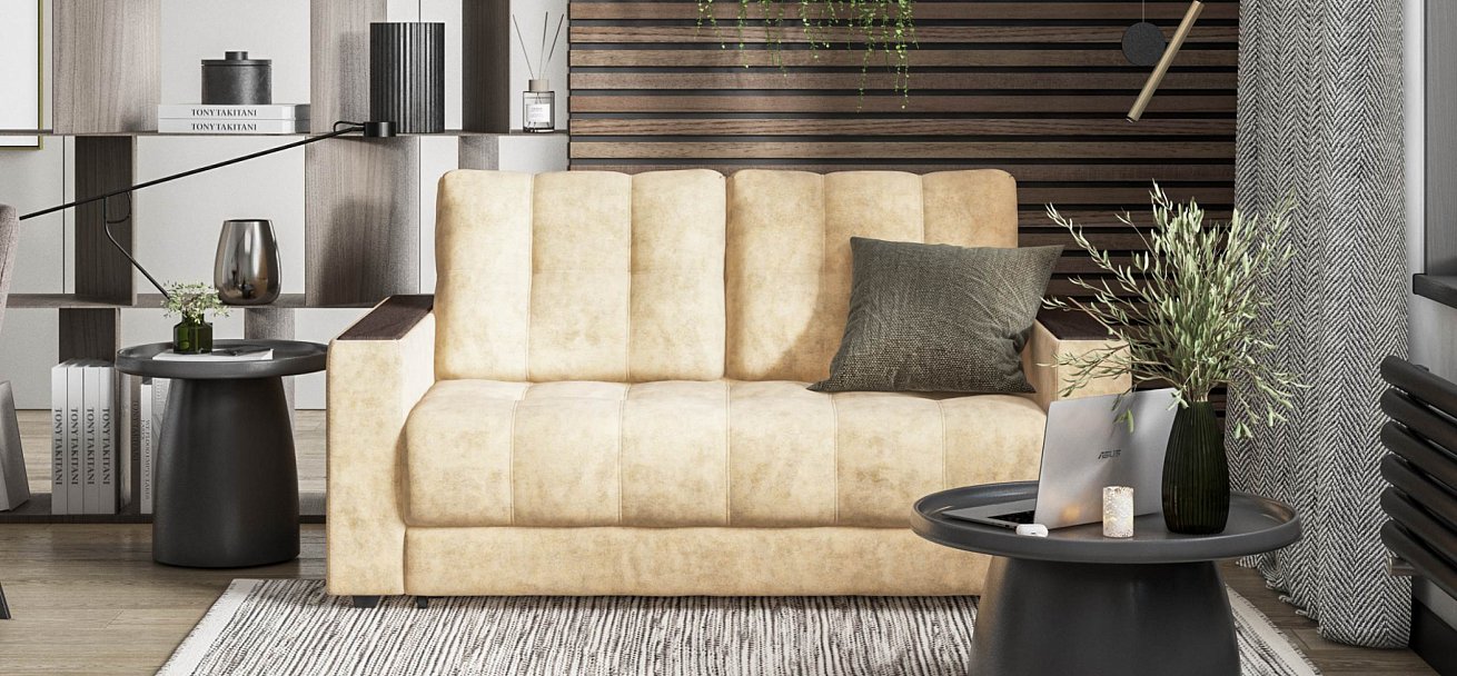 Диван Босс двухместный велюр Роял шампань