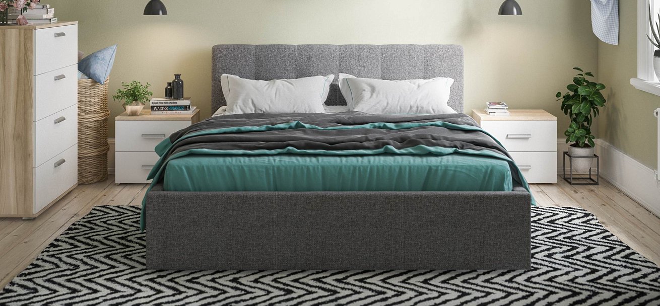 Белла Кровать без ПМ 140*200 Рогожка Мальмо серый