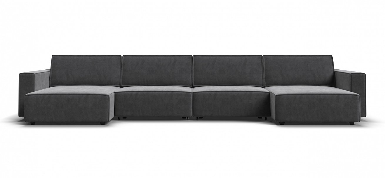 П-образный диван Босс Софт Модуль велюр Монолит серый