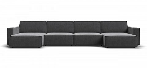 П-образный диван Босс Софт Модуль велюр Монолит серый 2