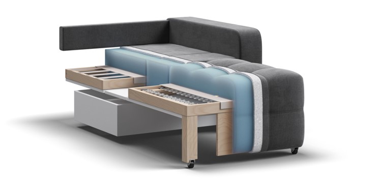 Ваш комфорт обеспечит матрас выполненный из высокоэластичного ППУ, в сочетании со стальной пружинной змейкой в основании