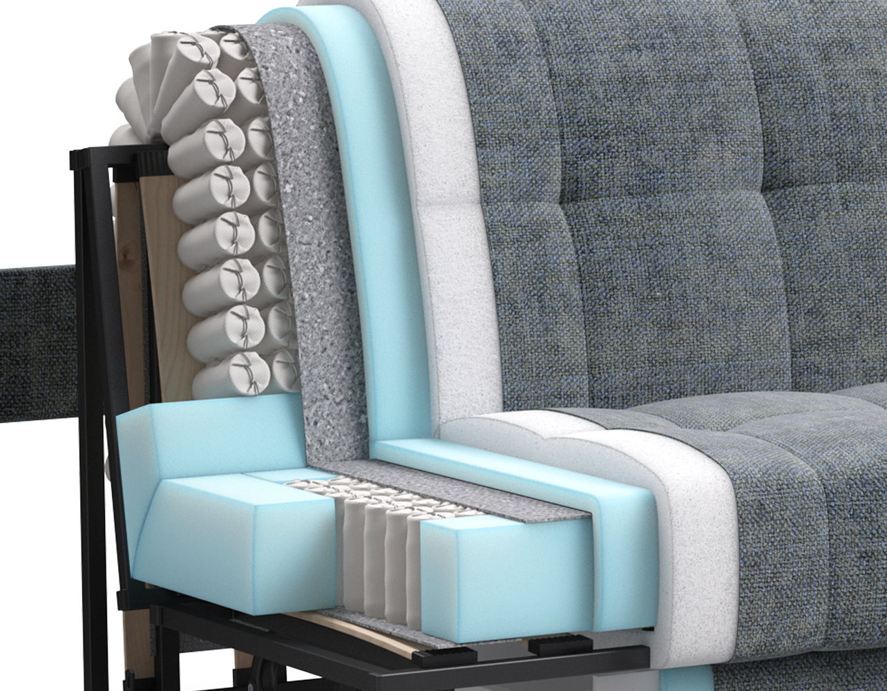 Инновационный анатомический матрас BOSS Quality высотой 15 см, выполнен из полноценного независимого пружинного блока BOSS FIT из прочной, антикоррозийной стали и высокоэластичной пены FLEX, которые обеспечивают анатомический эффект