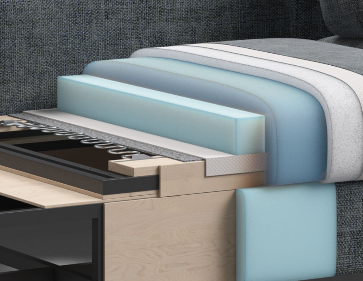 Пружинный блок BOSS Comf выполнен из высокопрочной стали с усиленной системой крепления к металлокаркасу. Каркас выдерживает 200 кг.