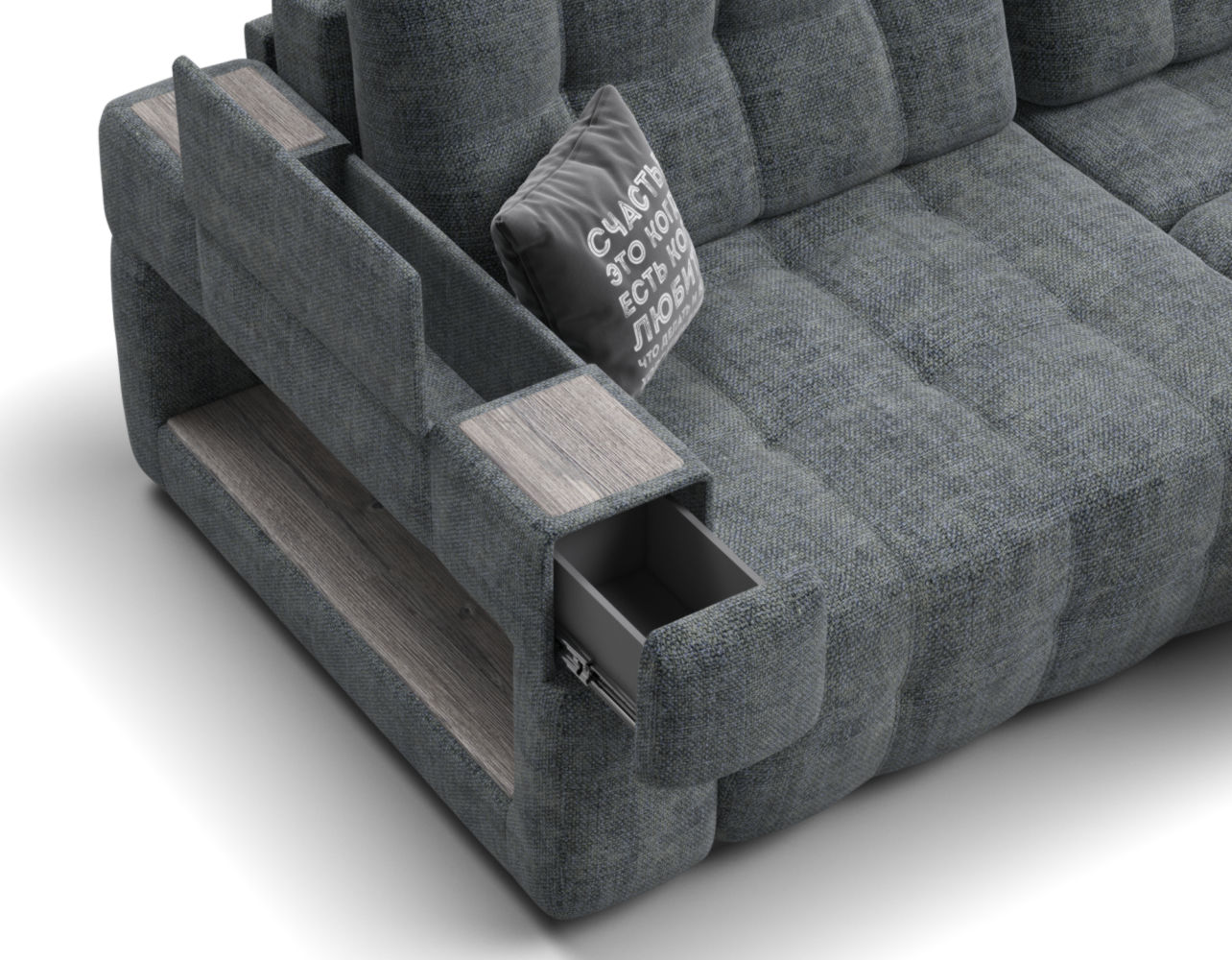 Функциональные подлокотники Фул: ящики и ниши для хранения, ваши вещи всегда на своем месте.