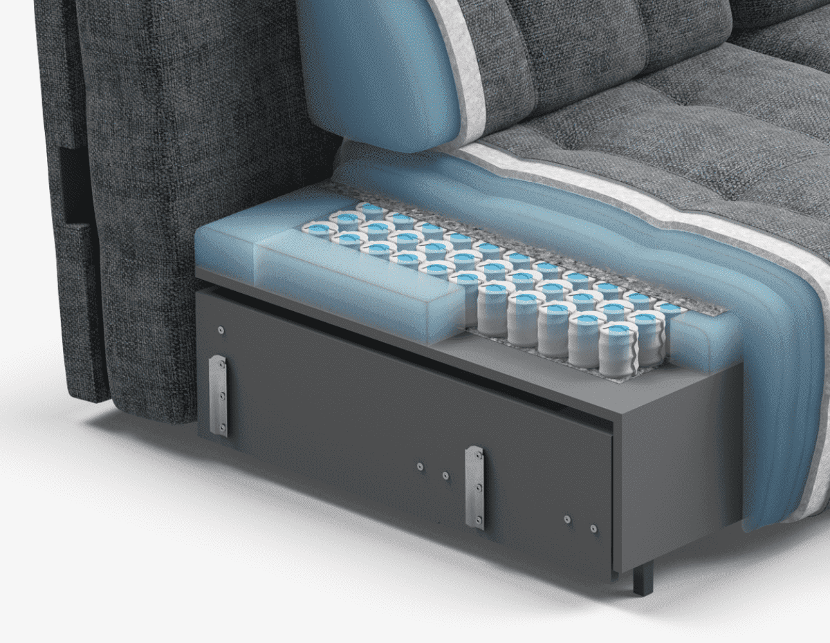 В основании дивана усиленные пружины Форс и умная пена Флекс.