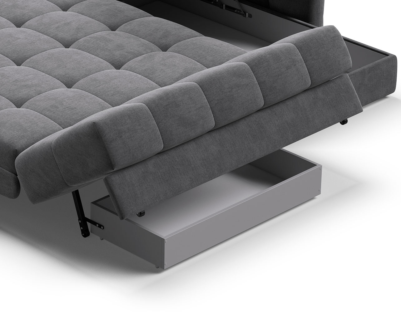 В комплекте с диваном идет бельевой короб BOSS Save и не нужно за него доплачивать, а также дополнительный короб в оттоманке!